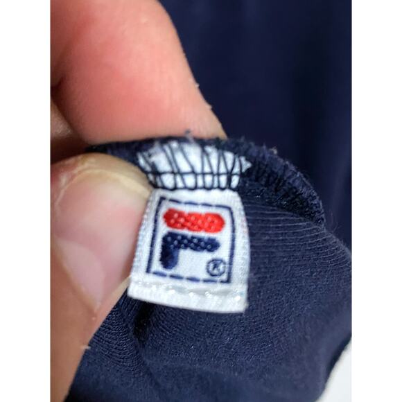 Fila Logo Track Jacket Full Zipper Navy Blue White Striped Sleeve Mens Large L - Picture 7 of 10